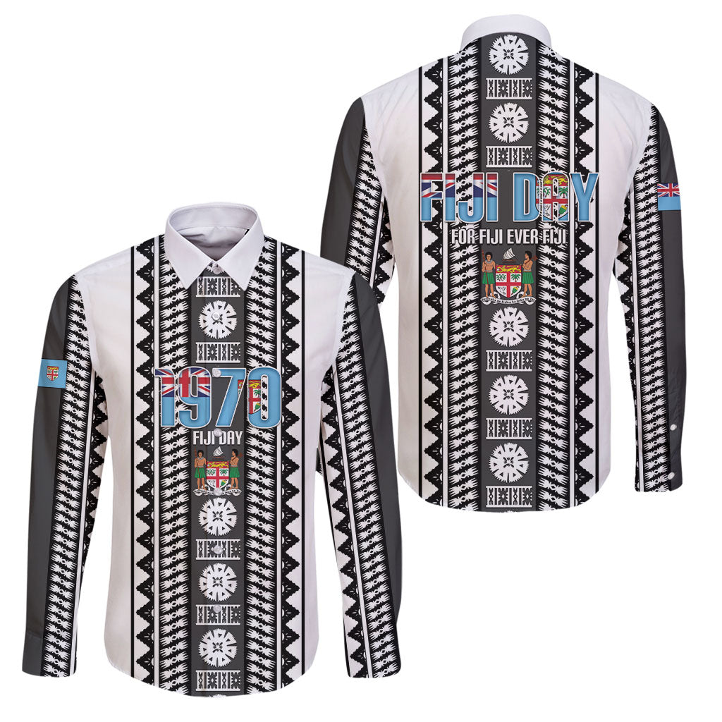 Fiji Day 1970 Family Matching Off Shoulder Maxi Dress and Hawaiian Shirt For Fiji Ever Fiji Tapa Pattern White