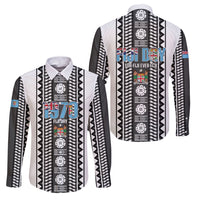 Fiji Day 1970 Family Matching Off Shoulder Maxi Dress and Hawaiian Shirt For Fiji Ever Fiji Tapa Pattern White