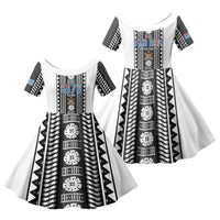 Fiji Day 1970 Family Matching Off Shoulder Maxi Dress and Hawaiian Shirt For Fiji Ever Fiji Tapa Pattern White