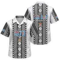 Fiji Day 1970 Family Matching Off Shoulder Maxi Dress and Hawaiian Shirt For Fiji Ever Fiji Tapa Pattern White