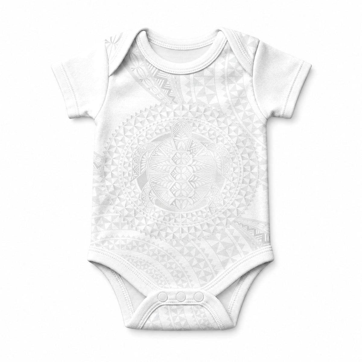 Tonga White Sunday Baby Onesie Fakame Tongan Ngatu Turtle