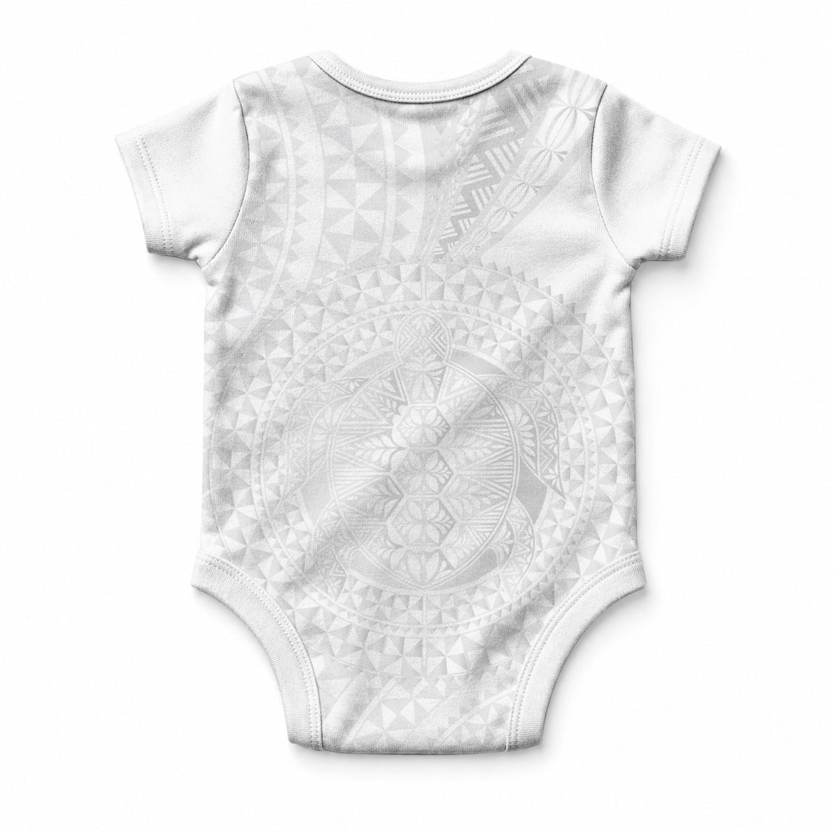 Tonga White Sunday Baby Onesie Fakame Tongan Ngatu Turtle