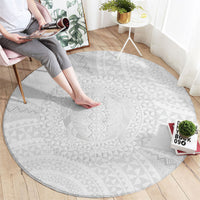 Tonga White Sunday Round Carpet Fakame Tongan Ngatu Turtle
