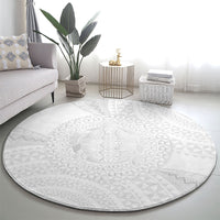 Tonga White Sunday Round Carpet Fakame Tongan Ngatu Turtle