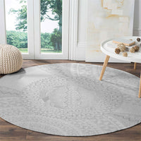 Tonga White Sunday Round Carpet Fakame Tongan Ngatu Turtle