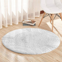 Tonga White Sunday Round Carpet Fakame Tongan Ngatu Turtle