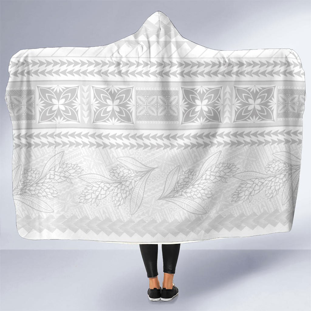 Samoa White Sunday Hooded Blanket Lotu Tamaiti Samoan Siapo Teuila Flowers