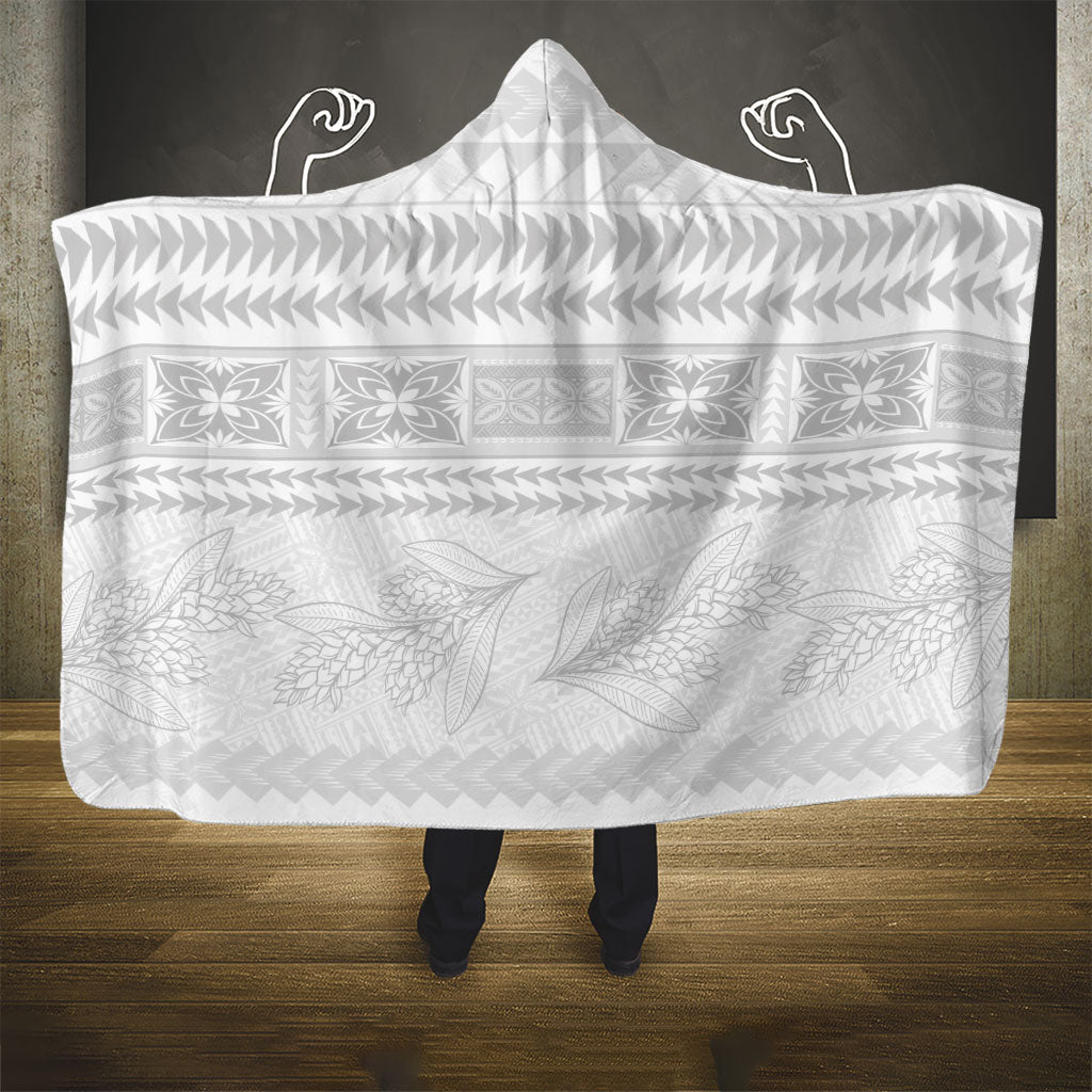Samoa White Sunday Hooded Blanket Lotu Tamaiti Samoan Siapo Teuila Flowers