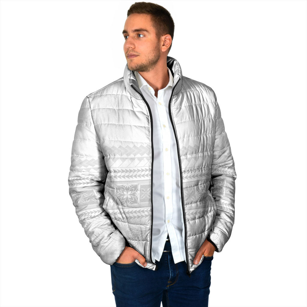 Samoa White Sunday Padded Jacket Lotu Tamaiti Samoan Siapo Teuila Flowers