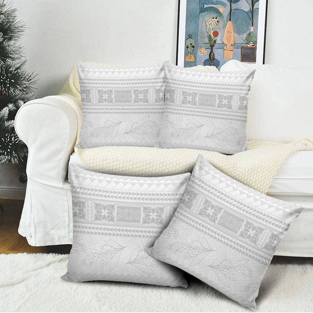 Samoa White Sunday Pillow Cover Lotu Tamaiti Samoan Siapo Teuila Flowers