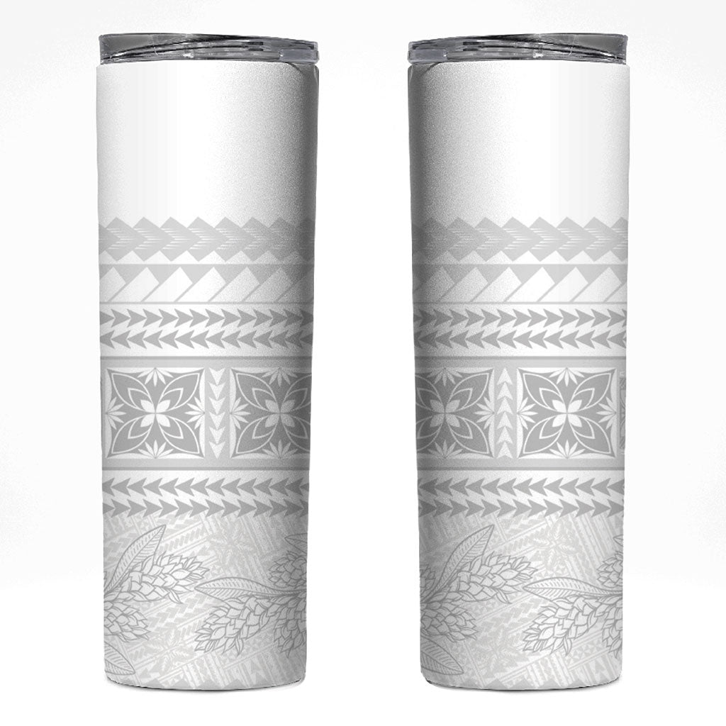 Samoa White Sunday Skinny Tumbler Lotu Tamaiti Samoan Siapo Teuila Flowers