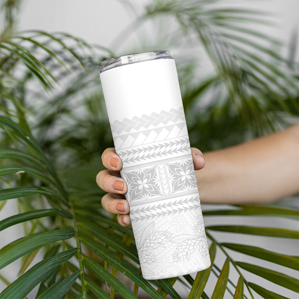 Samoa White Sunday Skinny Tumbler Lotu Tamaiti Samoan Siapo Teuila Flowers