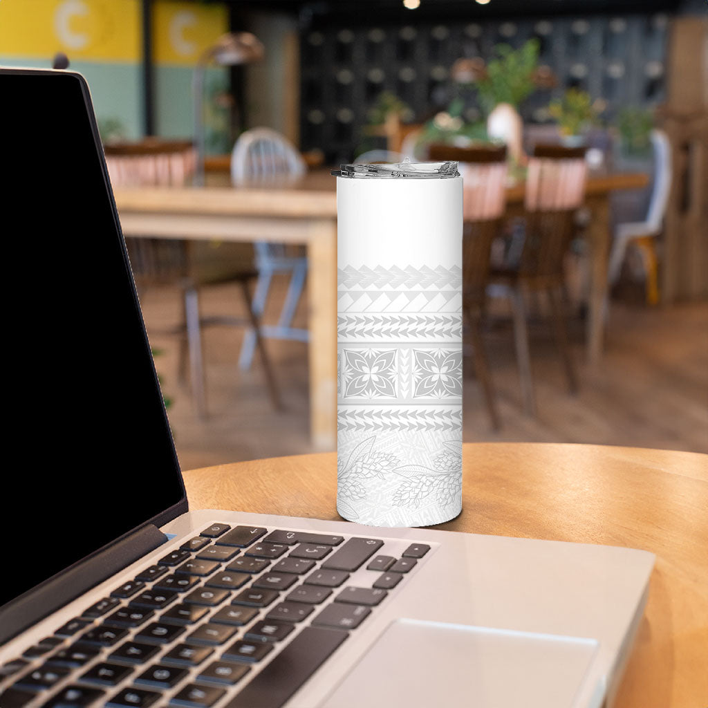 Samoa White Sunday Skinny Tumbler Lotu Tamaiti Samoan Siapo Teuila Flowers