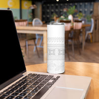 Samoa White Sunday Skinny Tumbler Lotu Tamaiti Samoan Siapo Teuila Flowers