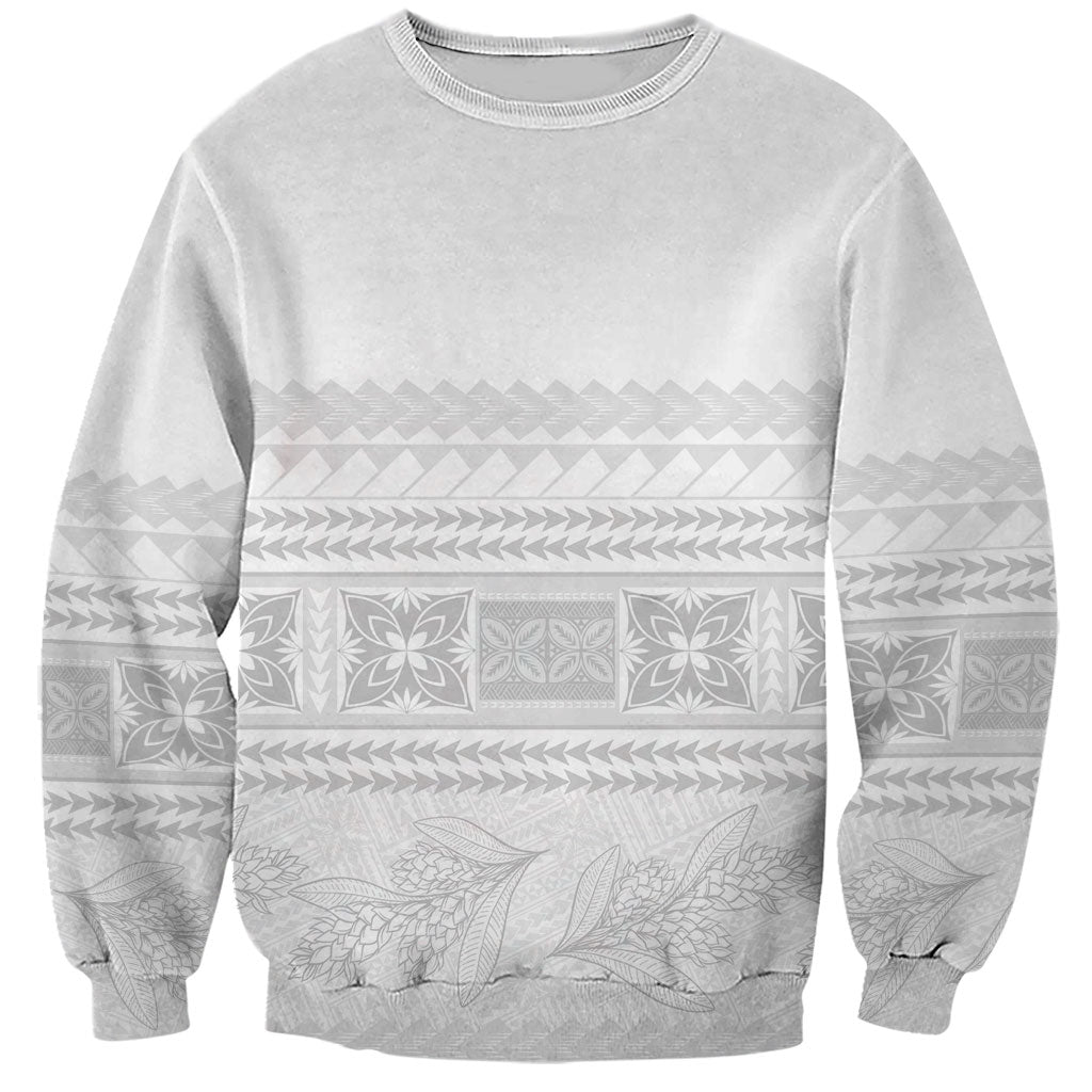 Samoa White Sunday Sweatshirt Lotu Tamaiti Samoan Siapo Teuila Flowers LT14 Unisex White - Polynesian Pride