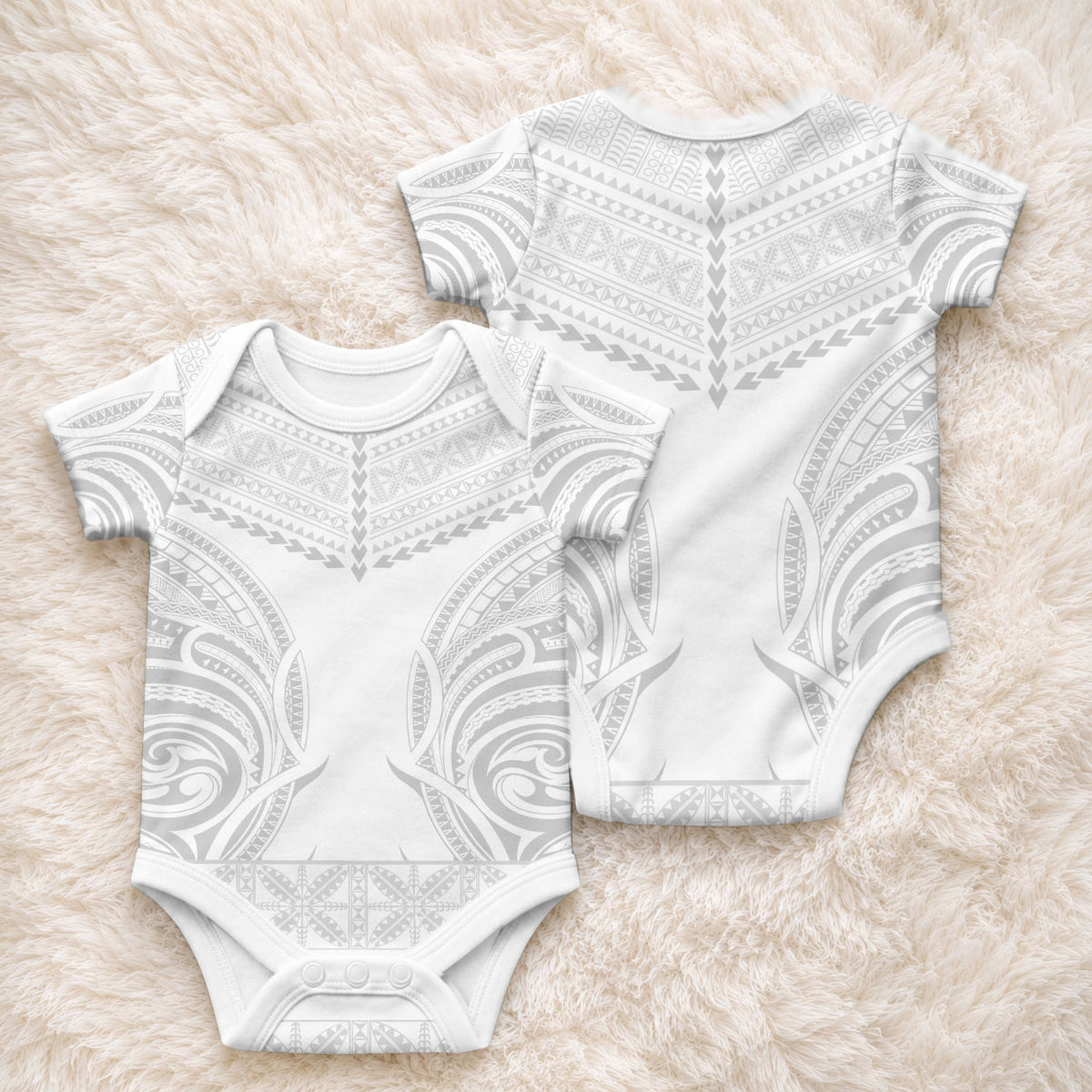 Niue White Sunday Baby Onesie Aho Tapu Fanau Hiapo Pattern