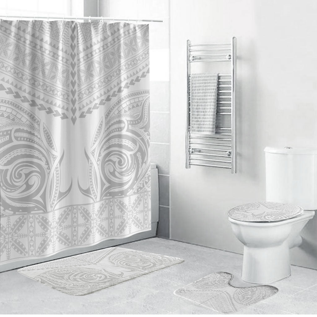 Niue White Sunday Bathroom Set Aho Tapu Fanau Hiapo Pattern