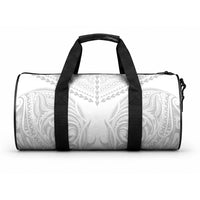 Niue White Sunday Duffle Bag Aho Tapu Fanau Hiapo Pattern