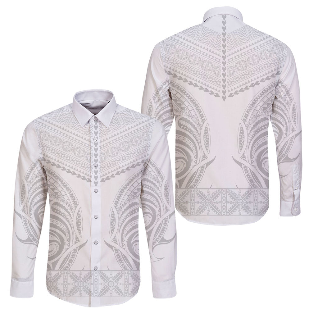 Niue White Sunday Family Matching Long Sleeve Bodycon Dress and Hawaiian Shirt Aho Tapu Fanau Hiapo Pattern