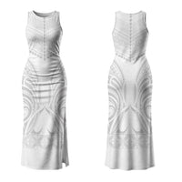 Niue White Sunday Family Matching Tank Maxi Dress and Hawaiian Shirt Aho Tapu Fanau Hiapo Pattern