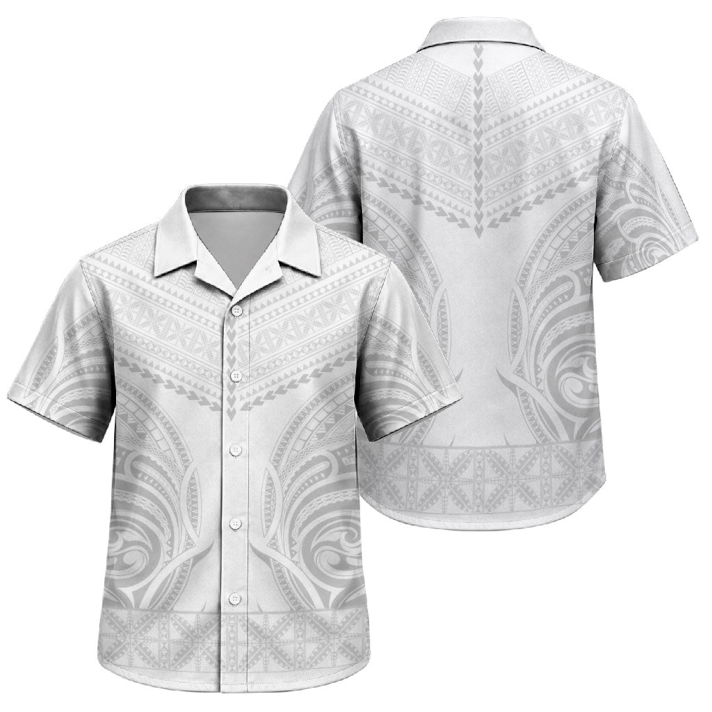 Niue White Sunday Family Matching Tank Maxi Dress and Hawaiian Shirt Aho Tapu Fanau Hiapo Pattern