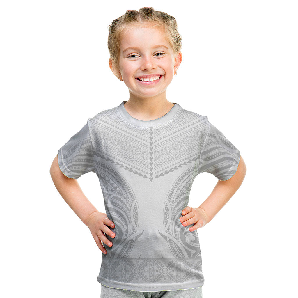 Niue White Sunday Kid T Shirt Aho Tapu Fanau Hiapo Pattern