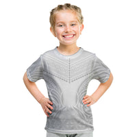 Niue White Sunday Kid T Shirt Aho Tapu Fanau Hiapo Pattern