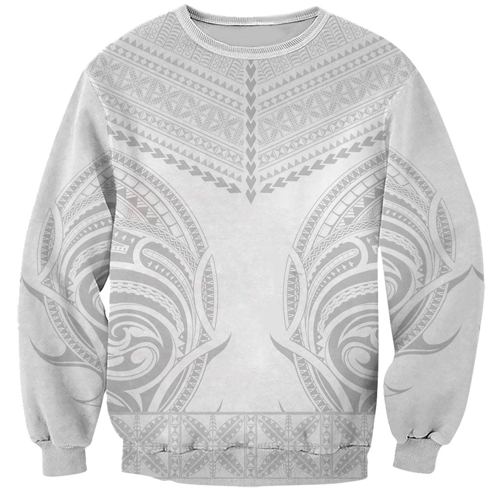 Niue White Sunday Sweatshirt Aho Tapu Fanau Hiapo Pattern LT14 Unisex White - Polynesian Pride