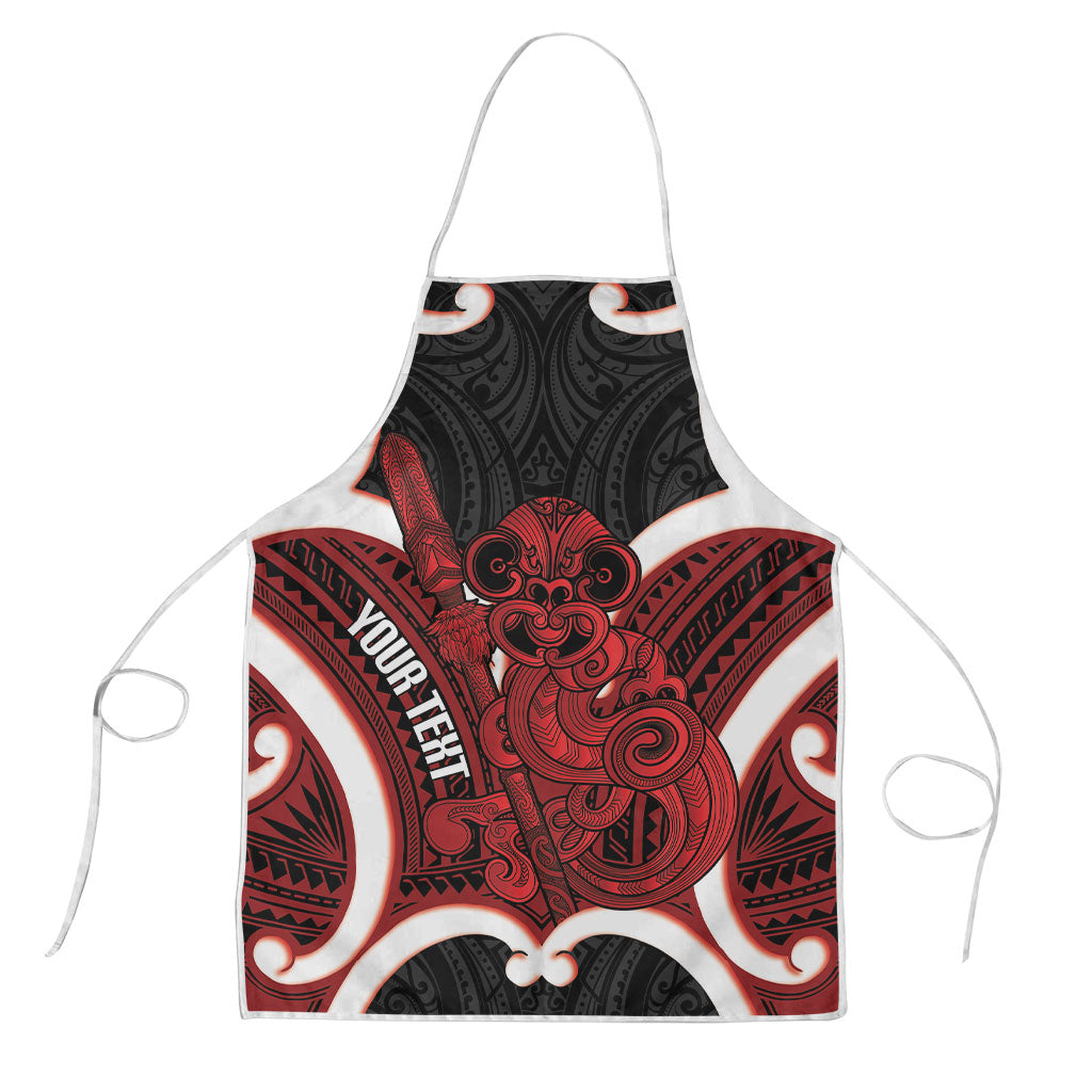 Whero Aotearoa Atua Tumatauenga Personalised Apron Maori God Of War Tiki With Taiaha LT14 Red - Polynesian Pride