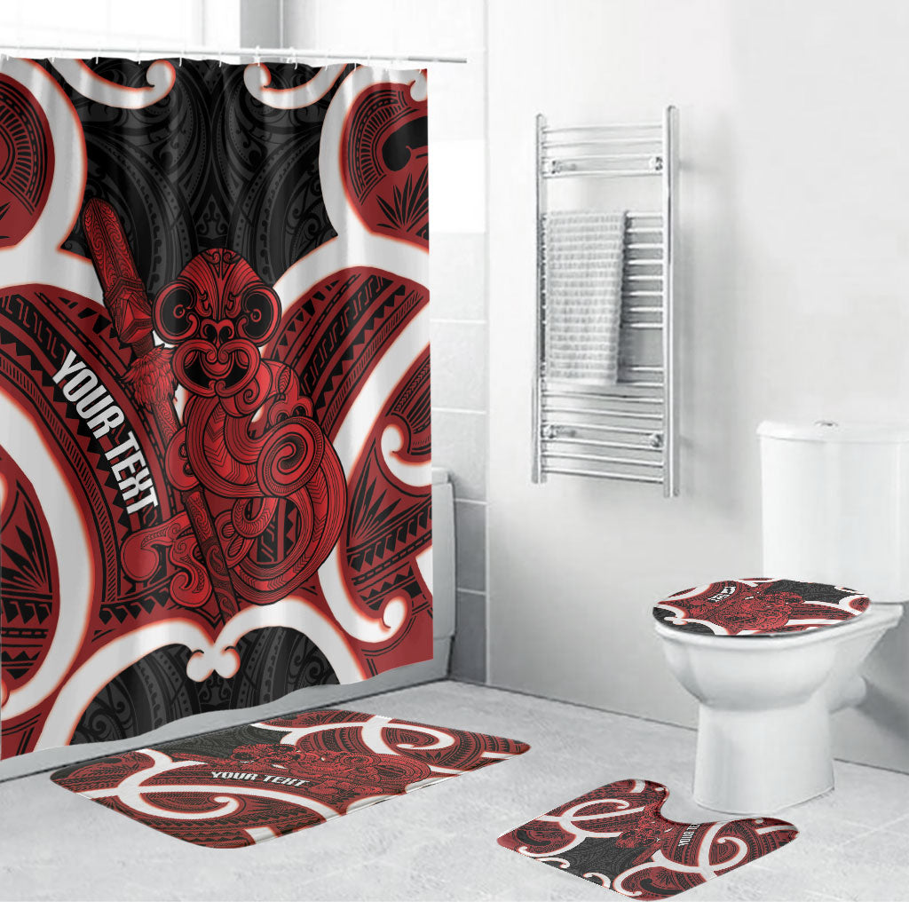 Whero Aotearoa Atua Tumatauenga Personalised Bathroom Set Maori God Of War Tiki With Taiaha LT14 Bathroom Set (4 pcs) Red - Polynesian Pride