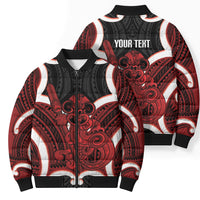 Whero Aotearoa Atua Tumatauenga Personalised Bomber Puffer Jacket Maori God Of War Tiki With Taiaha