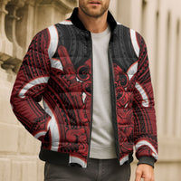 Whero Aotearoa Atua Tumatauenga Personalised Bomber Puffer Jacket Maori God Of War Tiki With Taiaha