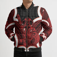 Whero Aotearoa Atua Tumatauenga Personalised Bomber Puffer Jacket Maori God Of War Tiki With Taiaha