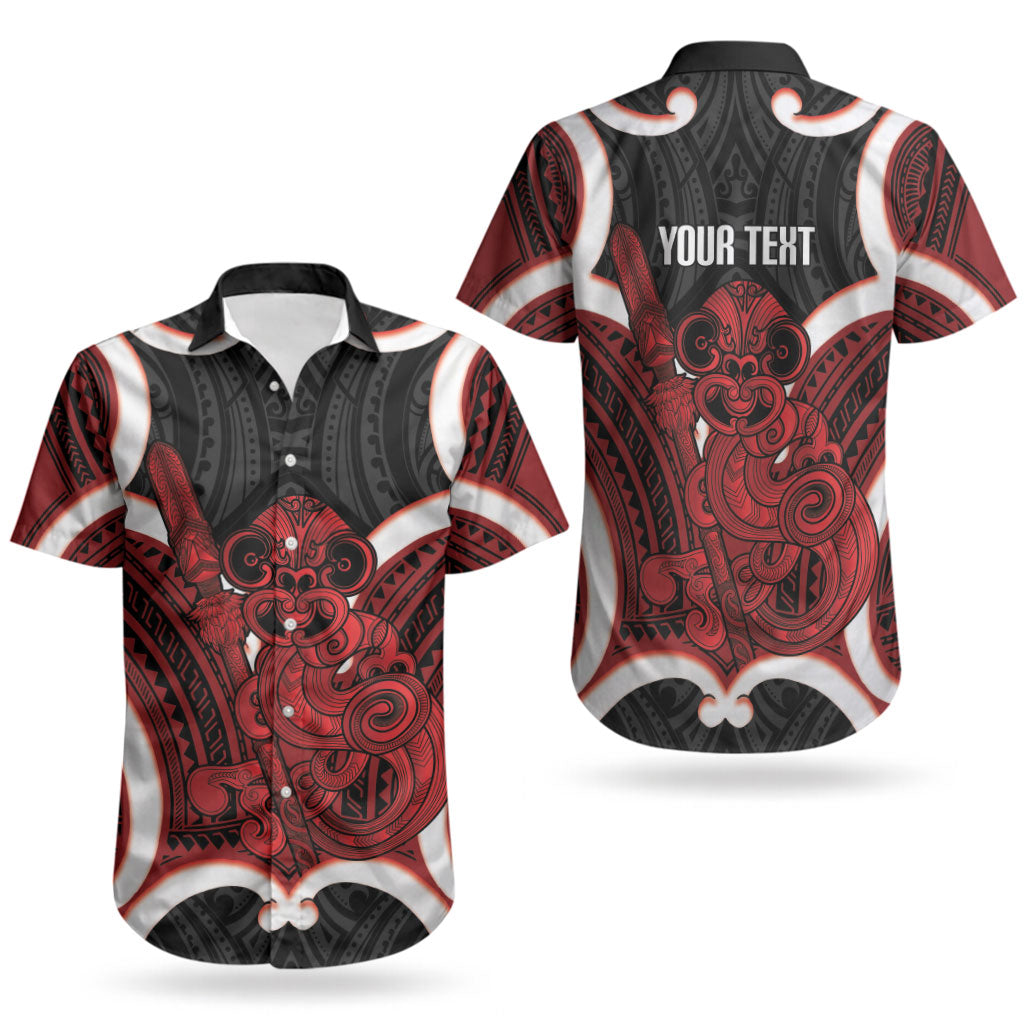Whero Aotearoa Atua Tumatauenga Personalised Couples Matching Tank Maxi Dress and Hawaiian Shirt Maori God Of War Tiki With Taiaha