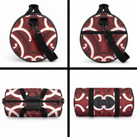 Whero Aotearoa Atua Tumatauenga Personalised Duffle Bag Maori God Of War Tiki With Taiaha