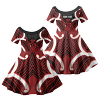 Whero Aotearoa Atua Tumatauenga Personalised Family Matching Short Sleeve Bodycon Dress and Hawaiian Shirt Maori God Of War Tiki With Taiaha