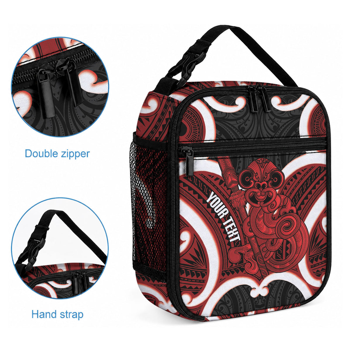 Whero Aotearoa Atua Tumatauenga Personalised Lunch Bag Maori God Of War Tiki With Taiaha