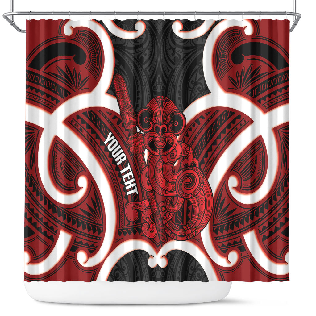 Whero Aotearoa Atua Tumatauenga Personalised Shower Curtain Maori God Of War Tiki With Taiaha