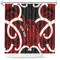 Whero Aotearoa Atua Tumatauenga Personalised Shower Curtain Maori God Of War Tiki With Taiaha