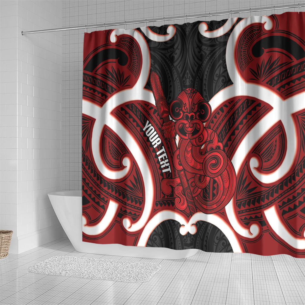 Whero Aotearoa Atua Tumatauenga Personalised Shower Curtain Maori God Of War Tiki With Taiaha