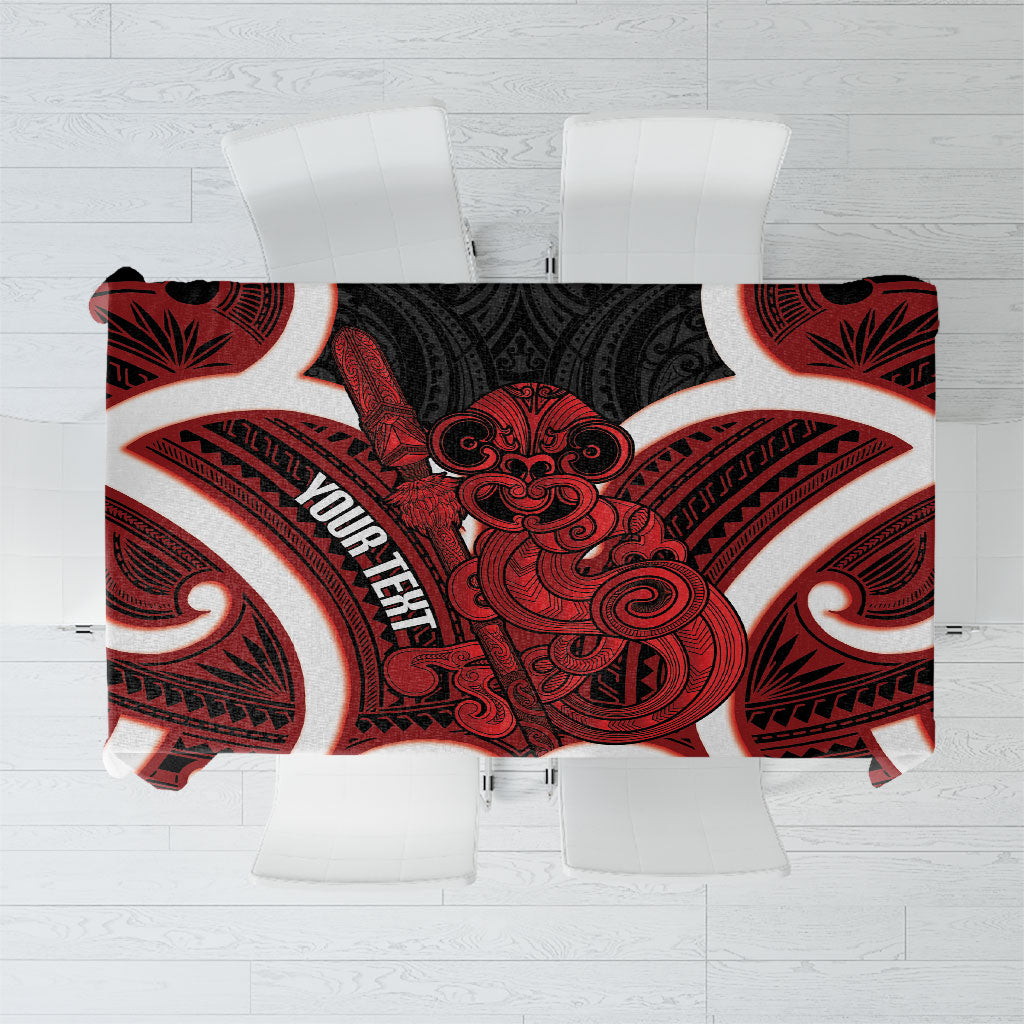 Whero Aotearoa Atua Tumatauenga Personalised Tablecloth Maori God Of War Tiki With Taiaha