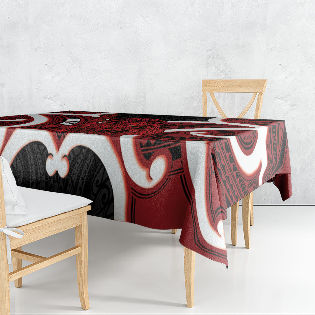 Whero Aotearoa Atua Tumatauenga Personalised Tablecloth Maori God Of War Tiki With Taiaha