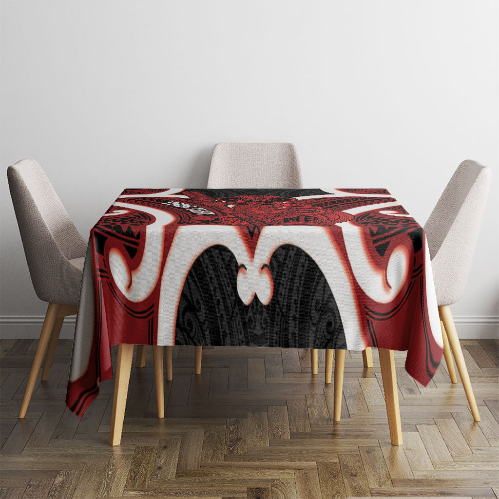 Whero Aotearoa Atua Tumatauenga Personalised Tablecloth Maori God Of War Tiki With Taiaha