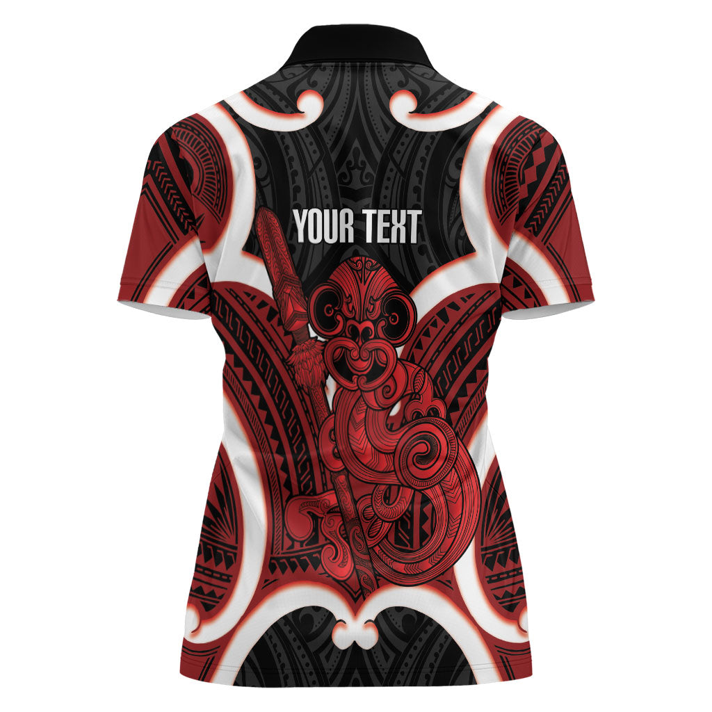 Whero Aotearoa Atua Tumatauenga Personalised Women Polo Shirt Maori God Of War Tiki With Taiaha
