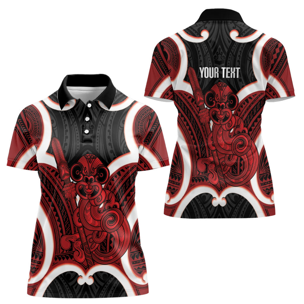 Whero Aotearoa Atua Tumatauenga Personalised Women Polo Shirt Maori God Of War Tiki With Taiaha