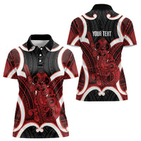 Whero Aotearoa Atua Tumatauenga Personalised Women Polo Shirt Maori God Of War Tiki With Taiaha