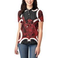 Whero Aotearoa Atua Tumatauenga Personalised Women Polo Shirt Maori God Of War Tiki With Taiaha