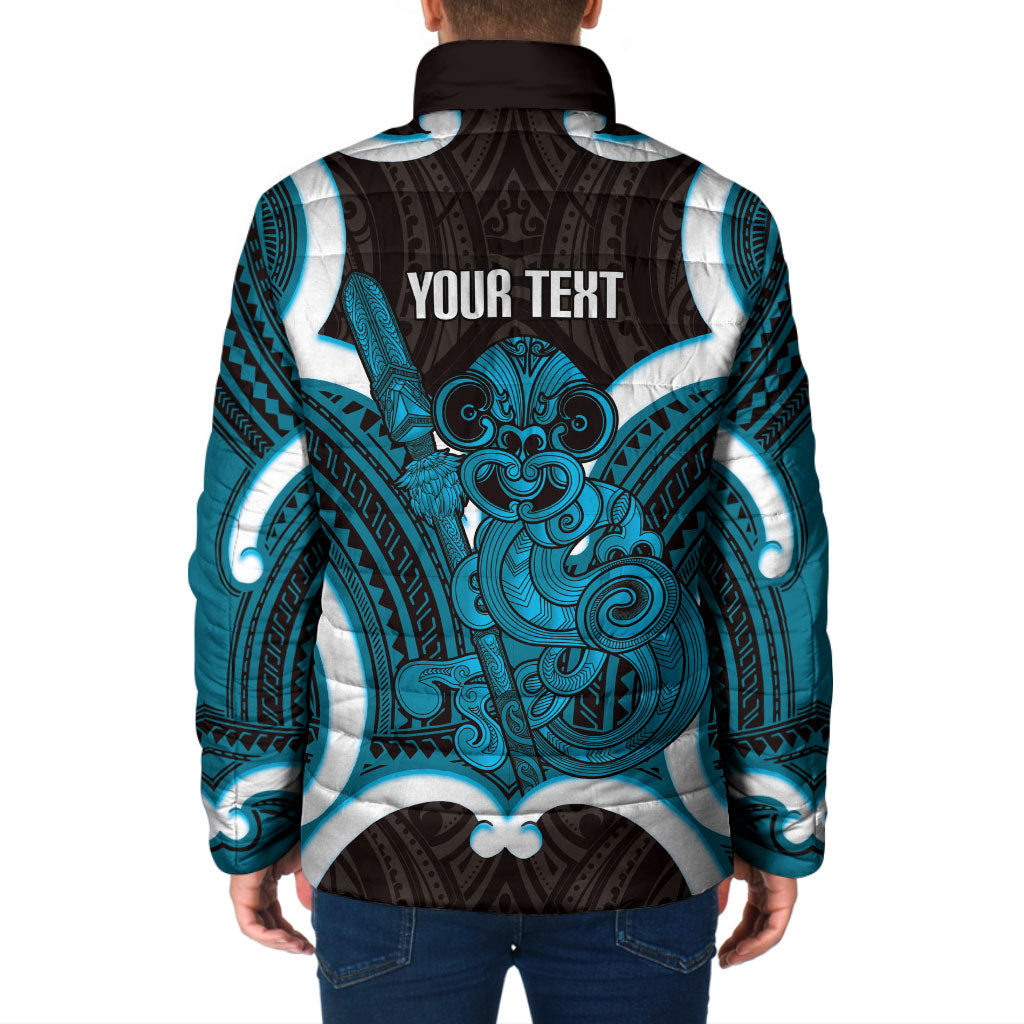 Kikorangi Aotearoa Atua Tumatauenga Personalised Padded Jacket Maori God Of War Tiki With Taiaha