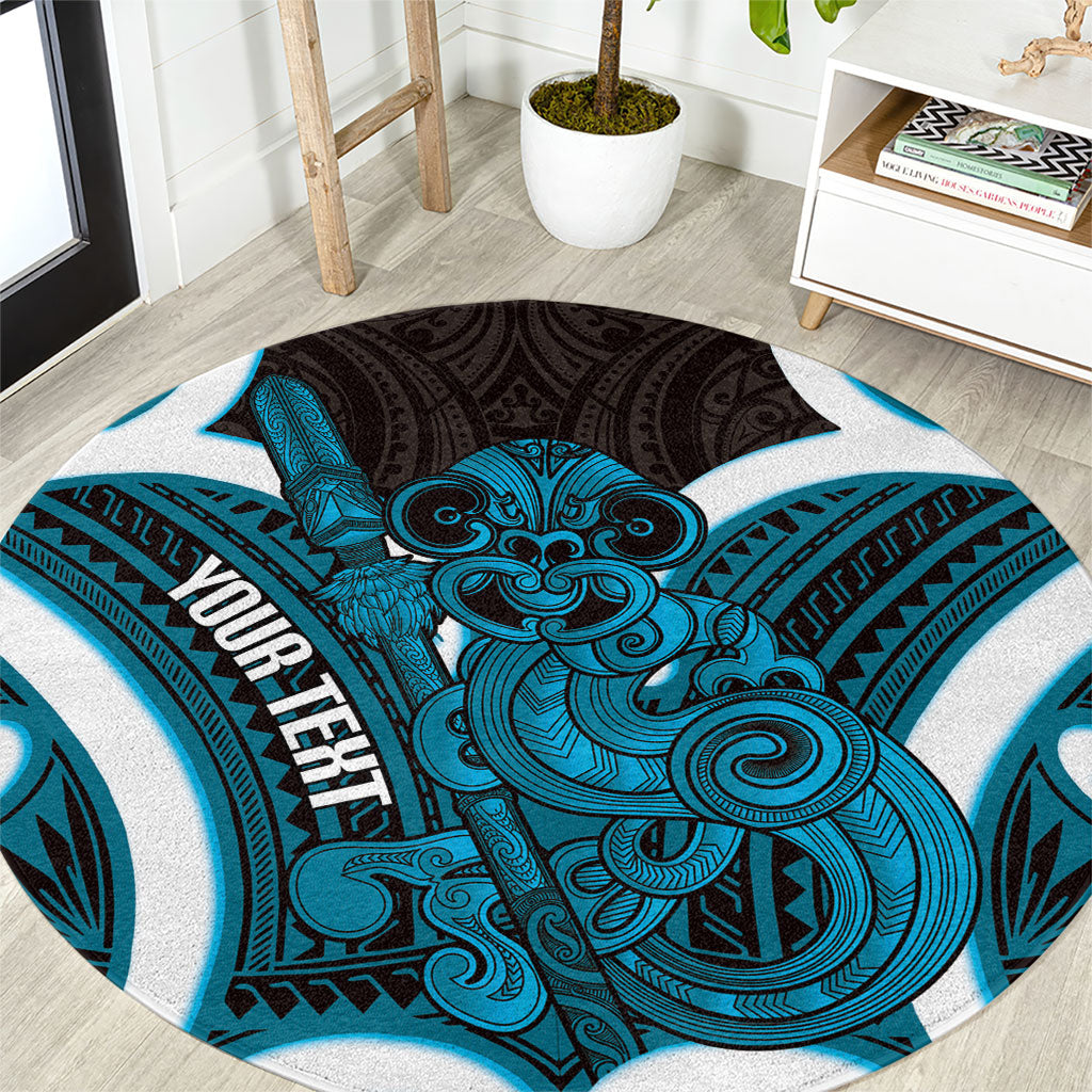Kikorangi Aotearoa Atua Tumatauenga Personalised Round Carpet Maori God Of War Tiki With Taiaha