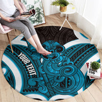 Kikorangi Aotearoa Atua Tumatauenga Personalised Round Carpet Maori God Of War Tiki With Taiaha